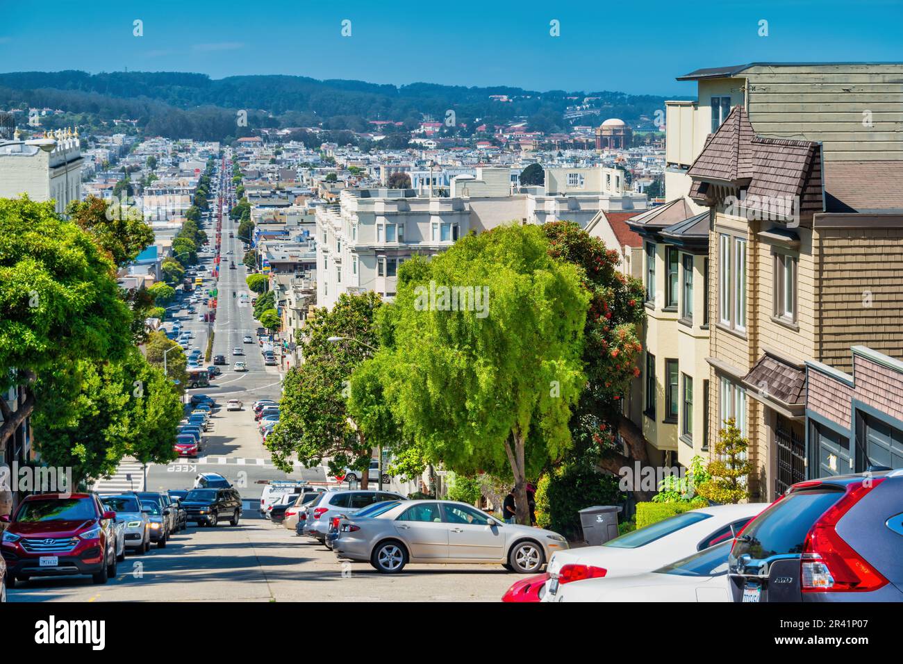 Lombard Street et Marina District à San Francisco, Californie, États-Unis. Banque D'Images