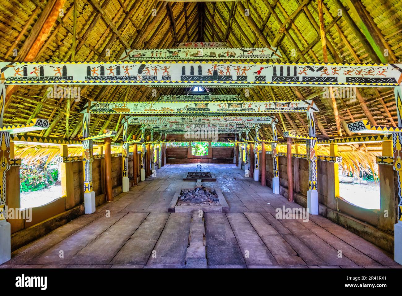Maison traditionnelle de bai au Musée national de Belau à Koror City, Palaos, Micronésie, Océanie. Banque D'Images