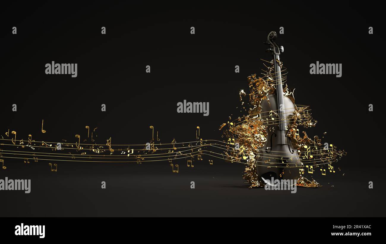 Violon Golden Sheet Music Banque D'Images