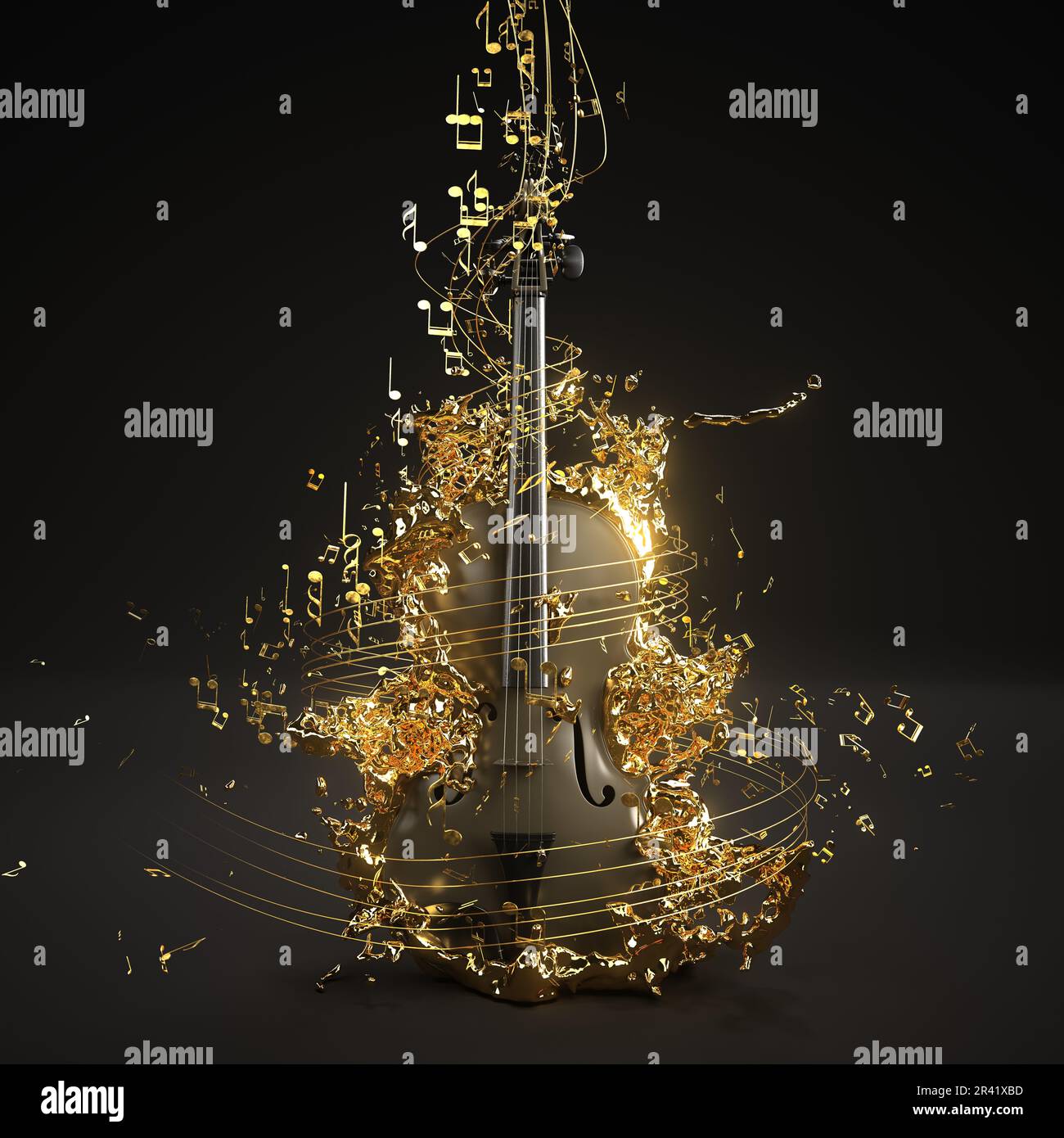 Violon Golden Sheet Music Banque D'Images