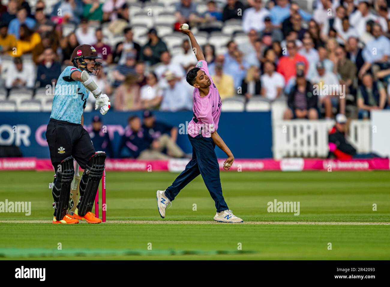 LONDRES, ROYAUME-UNI. 25 mai 2023. N. Fernandes de Middlesex (à droite) pendant le Blast Vitality - Middlesex / Surrey le jour 4 au terrain de cricket de Lord's jeudi, 25 mai 2023 à LONDRES, EN ANGLETERRE. Credit: Taka Wu/Alay Live News Banque D'Images