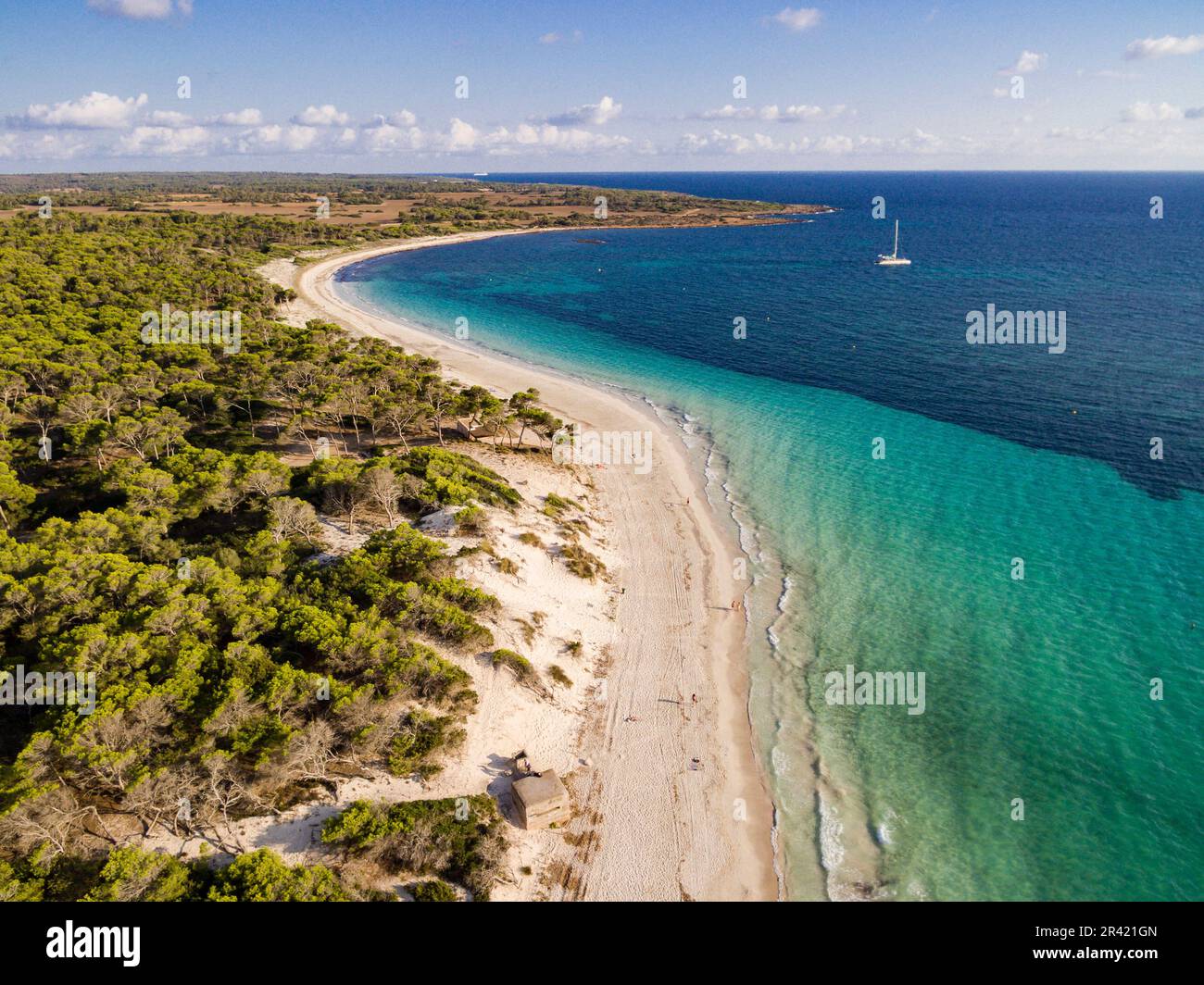 Es Carbo Beach, Ses Salines, Majorque, Iles baléares, espagne, europe. Banque D'Images