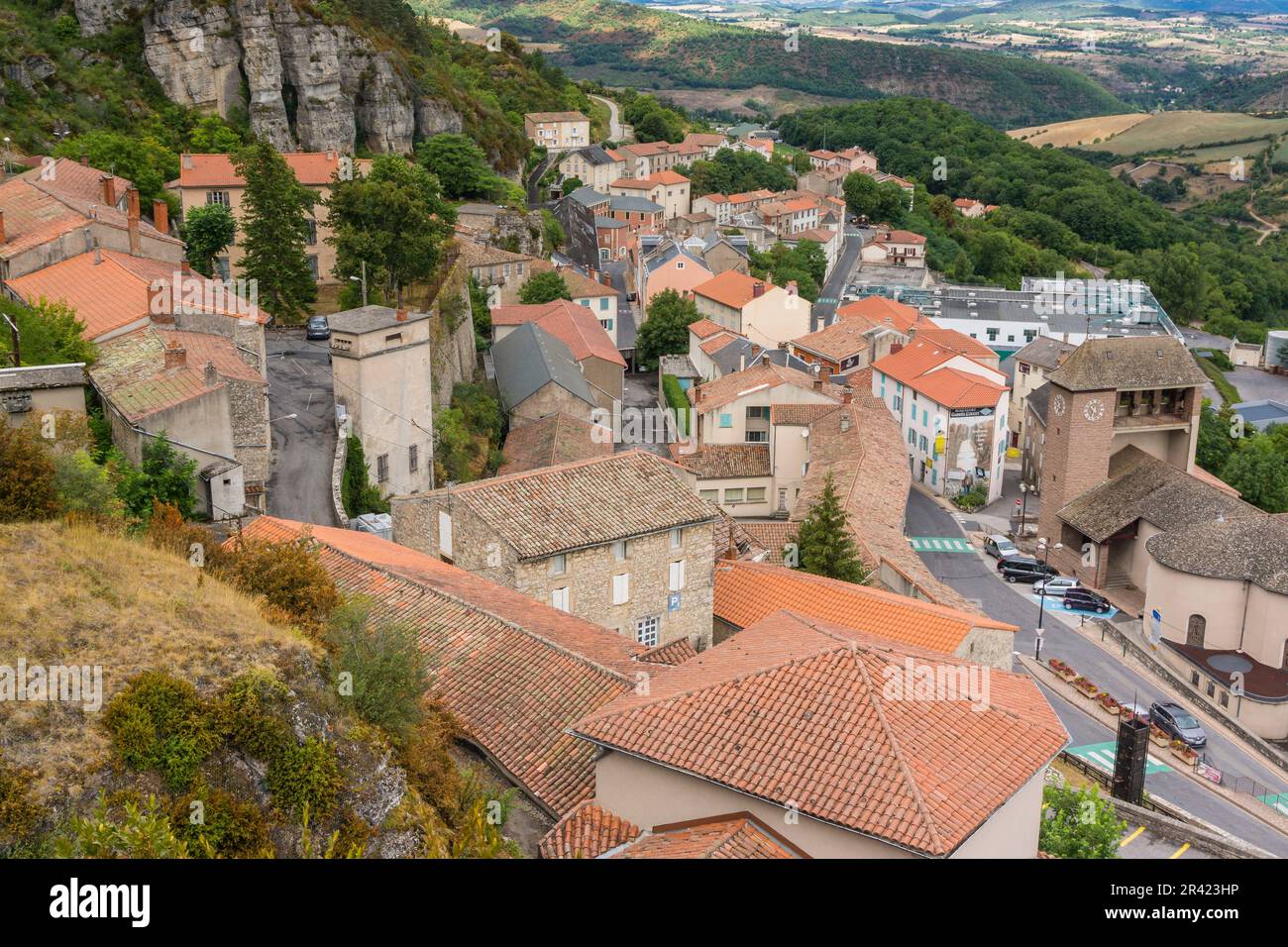 Roquefort-sur-Soulzon , epartamento de Aveyron, France, Europe. Banque D'Images