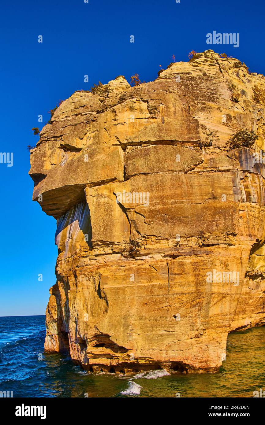 Faites face en pierre à des rochers photographiés dans le parc national du lac supérieur Michigan Banque D'Images