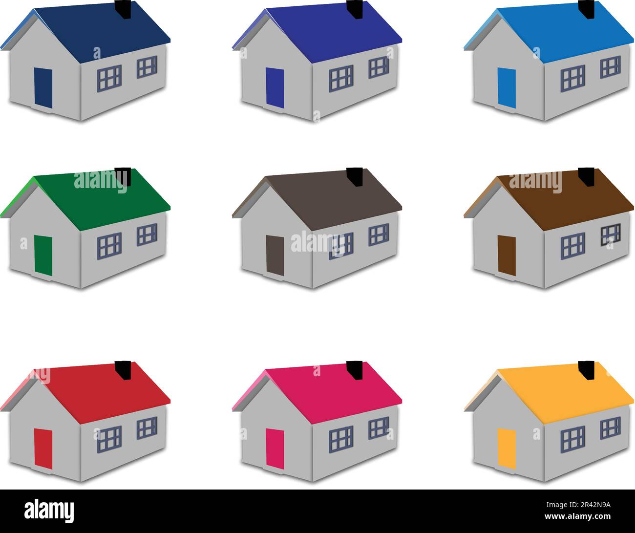 Contient le pack Home Pack vectoriel multicolore multicolore plusieurs couleurs. Maison avec style de dessin animé sur le toit. Maison mignonne Illustration de Vecteur