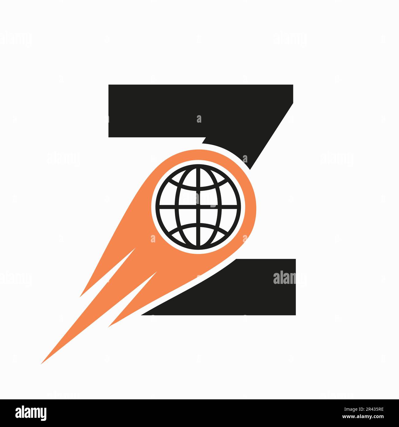 Concept de logo lettre Z avec modèle vectoriel d'icône Global World Illustration de Vecteur