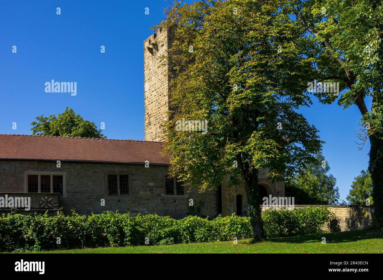 Château et Restaurant de Ravensburg à Kraichgau près de Sulzfeld, région de Heilbronn, Bade-Wurtemberg, Allemagne, vu de la cour extérieure. Banque D'Images