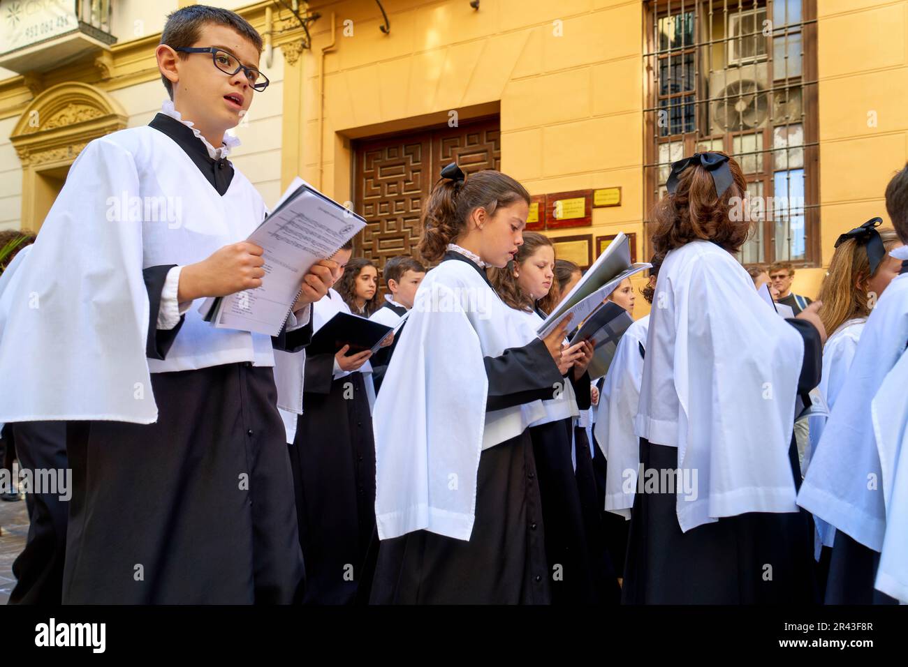 Andalousie Espagne. Procession au Semana Santa (semaine Sainte) à Malaga Banque D'Images