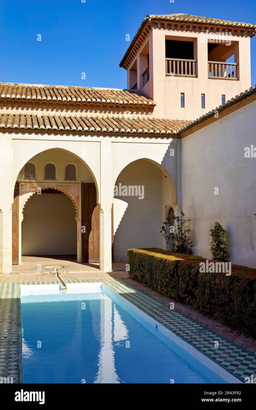 Andalousie Espagne. L'Alcazaba de Malaga. Patio de la Alberca Banque D'Images