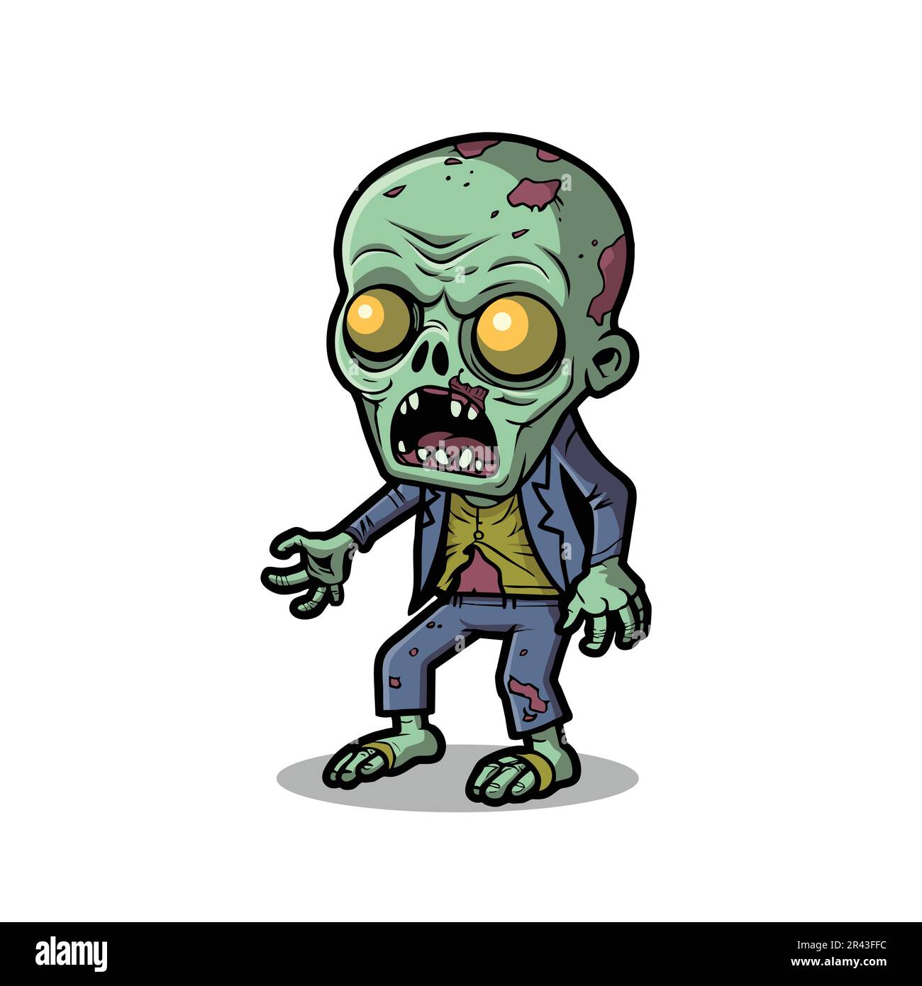 Undead Fun Cartoon animé Zombie personnage Illustration, sinistre, halloween Illustration de Vecteur