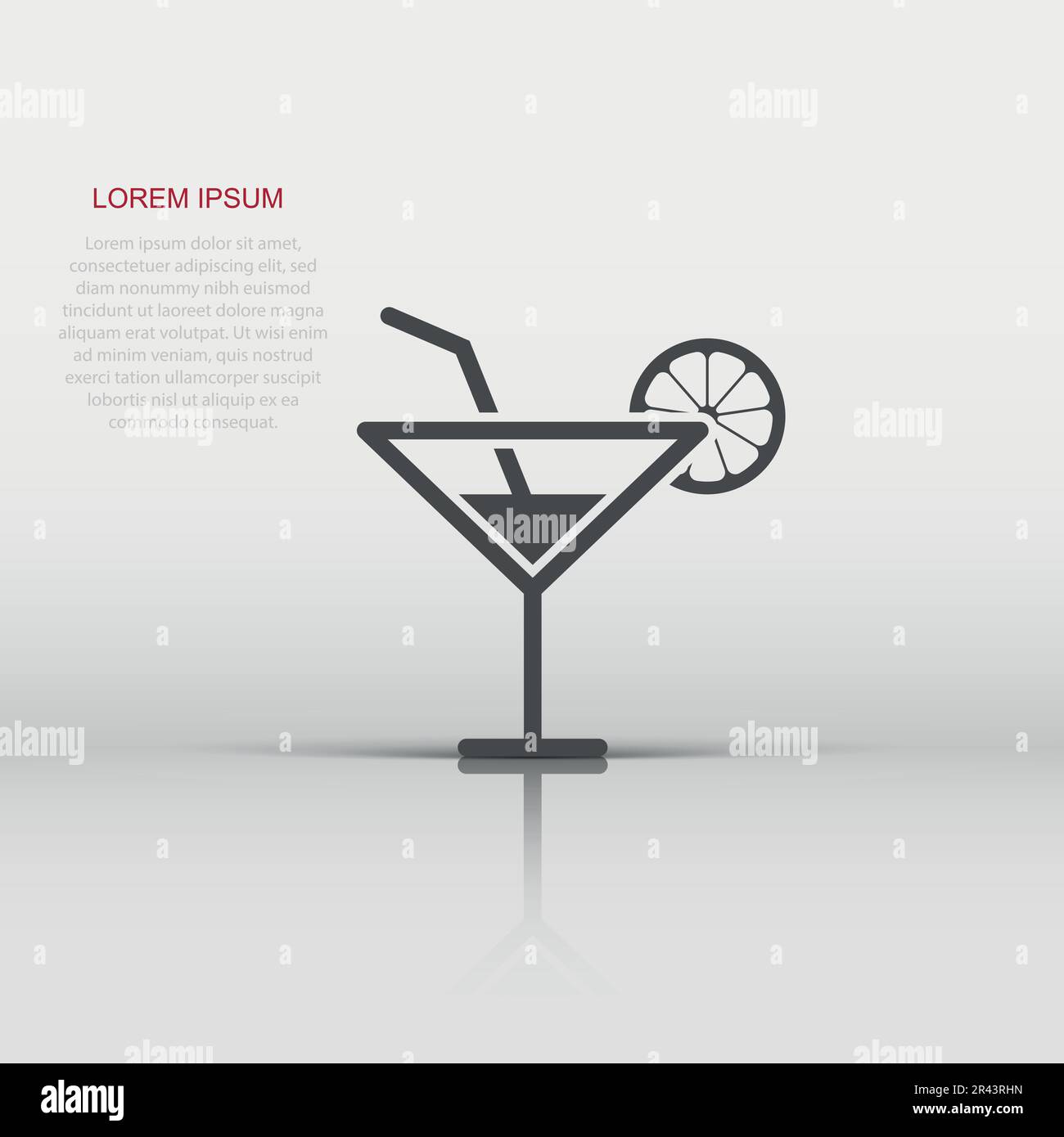 Cocktail d'alcool dans l'icône de style plat. Verre vector illustration sur fond blanc isolé. Liquide Martini concept d'entreprise. Illustration de Vecteur