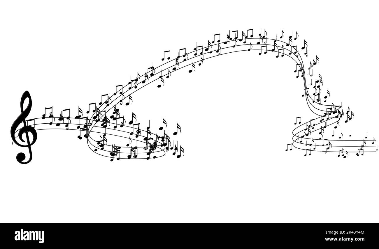 Illustration 3d de notes musicales et de signes musicaux de feuille de musique abstraite.chansons et concept de mélodie.ombres fond.conception de fond de musique.musical Banque D'Images