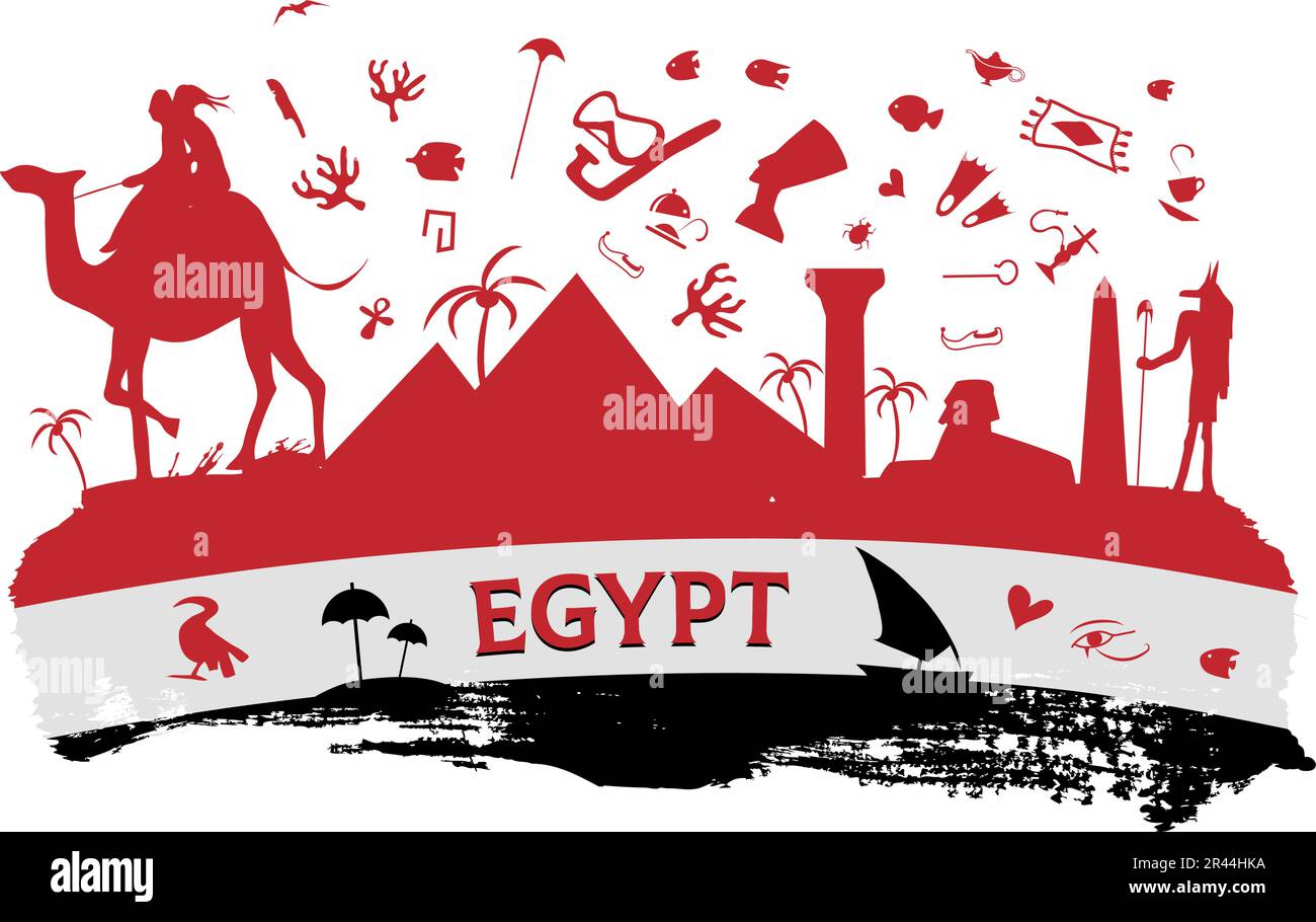 Bannière de voyage Egypte horizontale. arrière-plan vectoriel Illustration de Vecteur