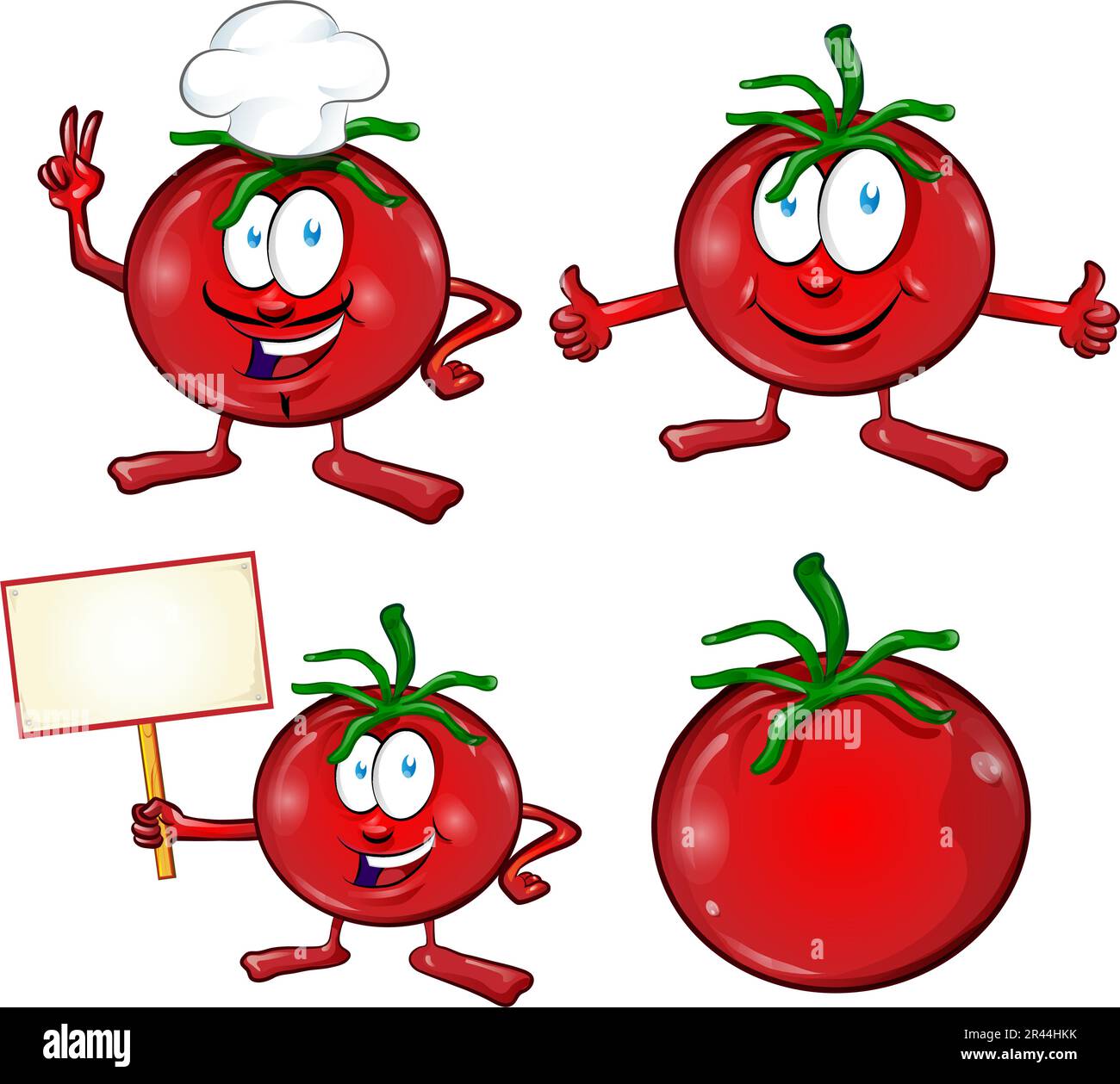 Tomate. Ensemble de personnages de légumes mignon isolé sur blanc Illustration de Vecteur