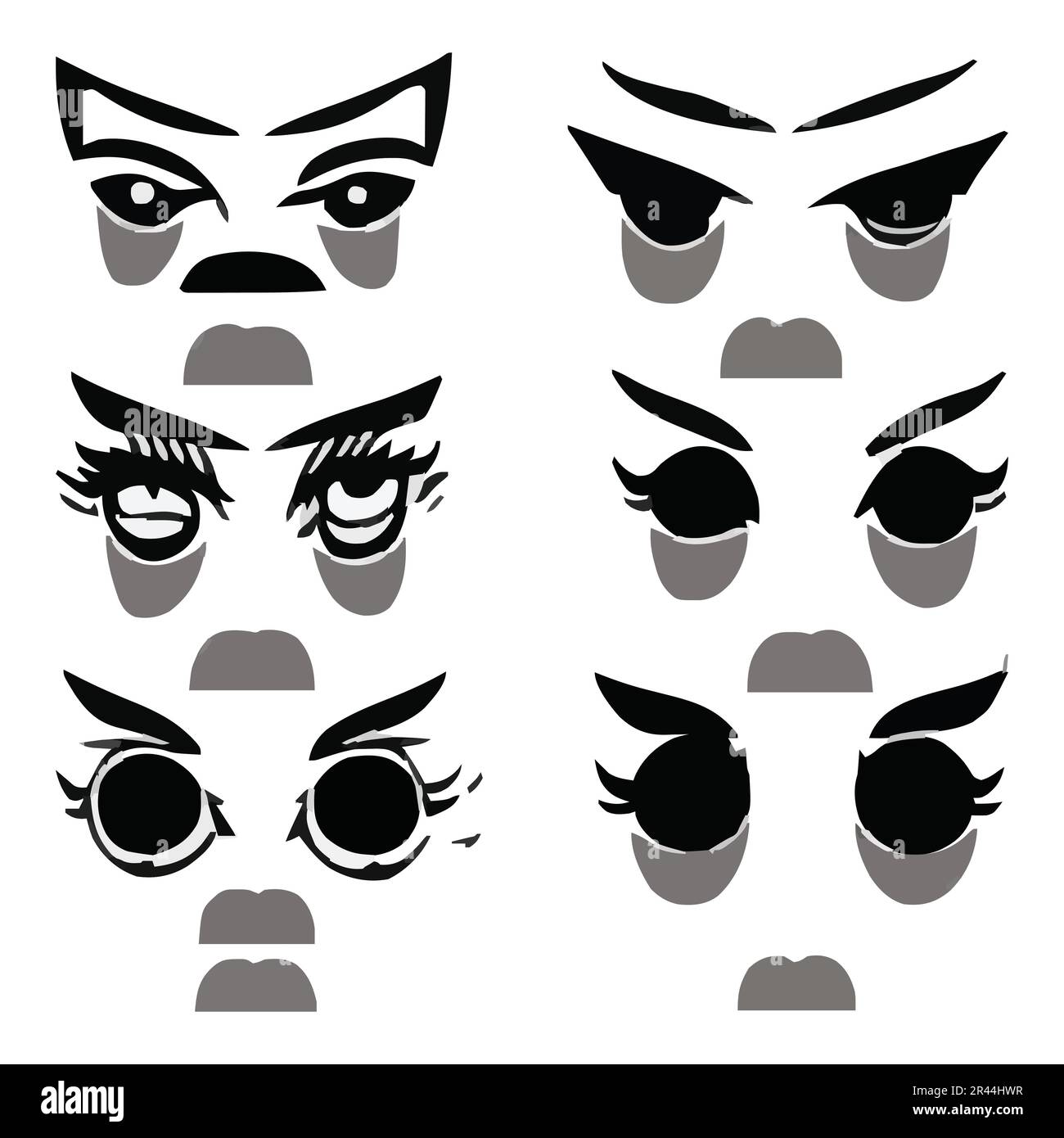 Ensemble de fichiers vectoriels des expressions du visage des yeux Illustration de Vecteur