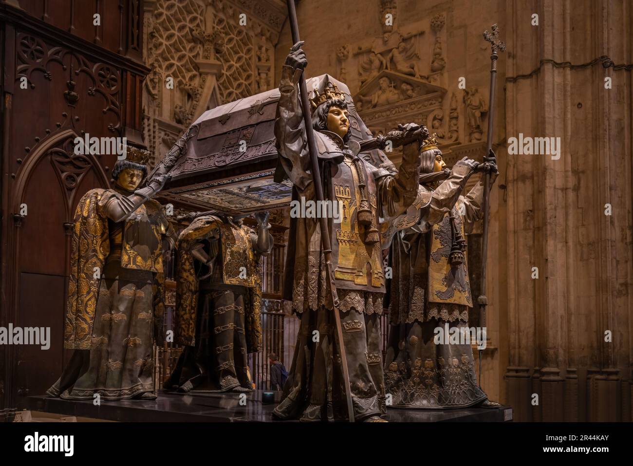 Tombe de Christophe Colomb à la cathédrale de Séville intérieur - Séville, Andalousie, Espagne Banque D'Images