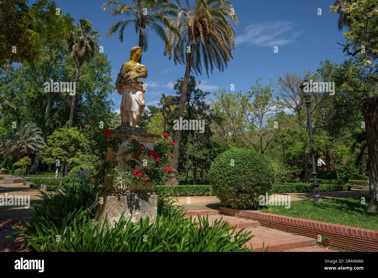 Glorieta de Dona sol (rond-point de Dona sol) au Parc Maria Luisa - Séville, Andalousie, Espagne Banque D'Images