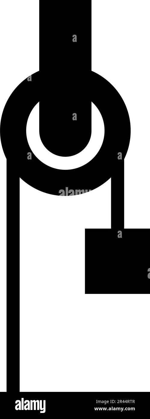 Treuil avec poulie à corde construction de bloc d'escalade équipement poulie avec poids de chargement icône de charge de fret couleur noire illustration vectorielle plate Illustration de Vecteur