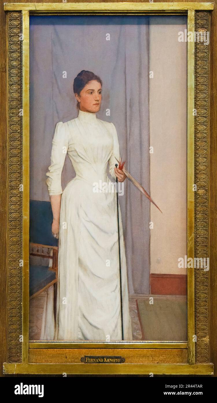 Portrait de Madeline Mabille, peinture de Fernand Khnopff, 1888 Banque D'Images