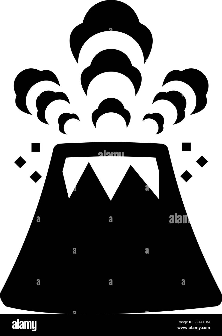 Volcan craquant lave et rochers icône noir couleur vecteur illustration image plate style simple Illustration de Vecteur