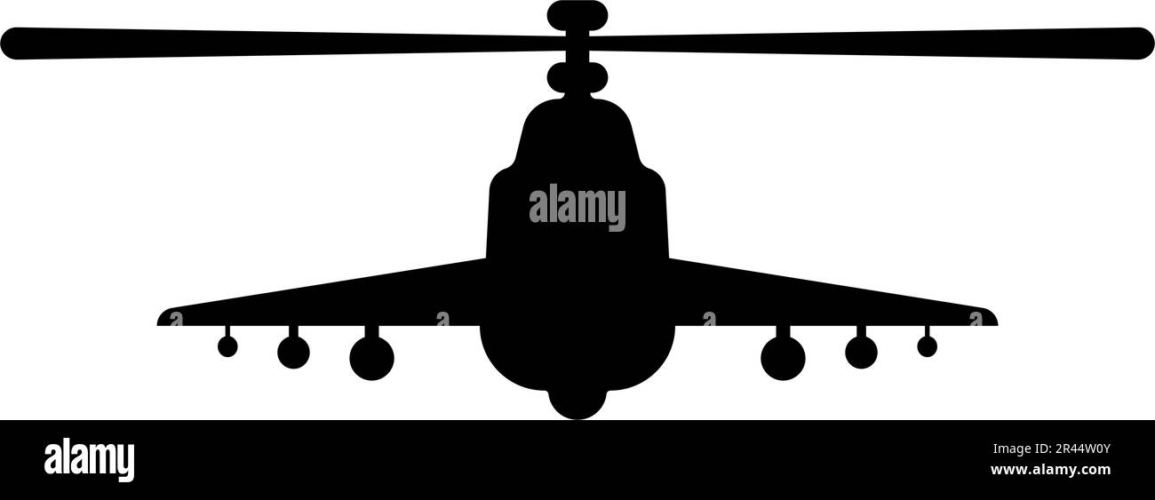 Combat hélicoptère attaque militaire concept vue avant icône noir couleur vecteur illustration image plat style simple Illustration de Vecteur
