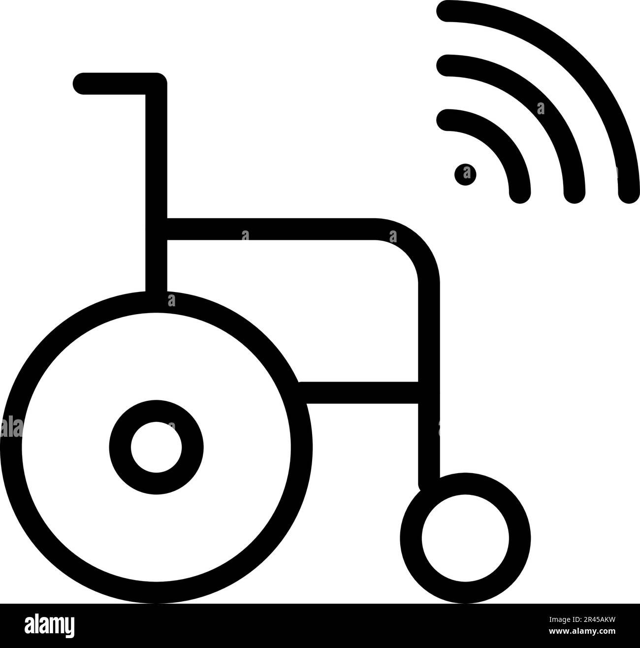 Fauteuil roulant avec télécommande et capteurs. Technologie de l'Internet des objets. Pixel Perfect, icône de contour modifiable Illustration de Vecteur