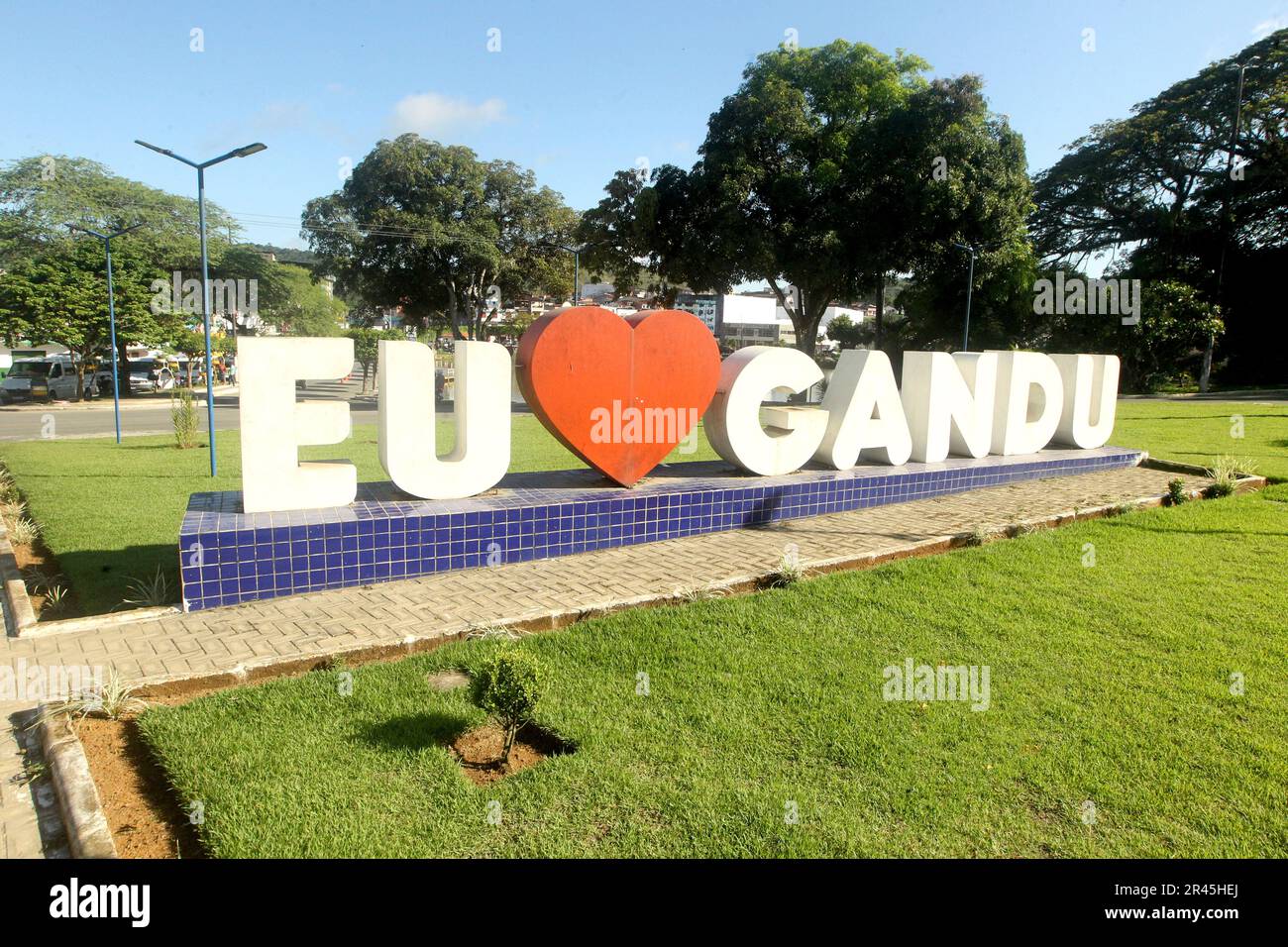 gandu, bahia, brésil - 19 mai 2023 : panneau à l'entrée de la ville de gandu. Banque D'Images