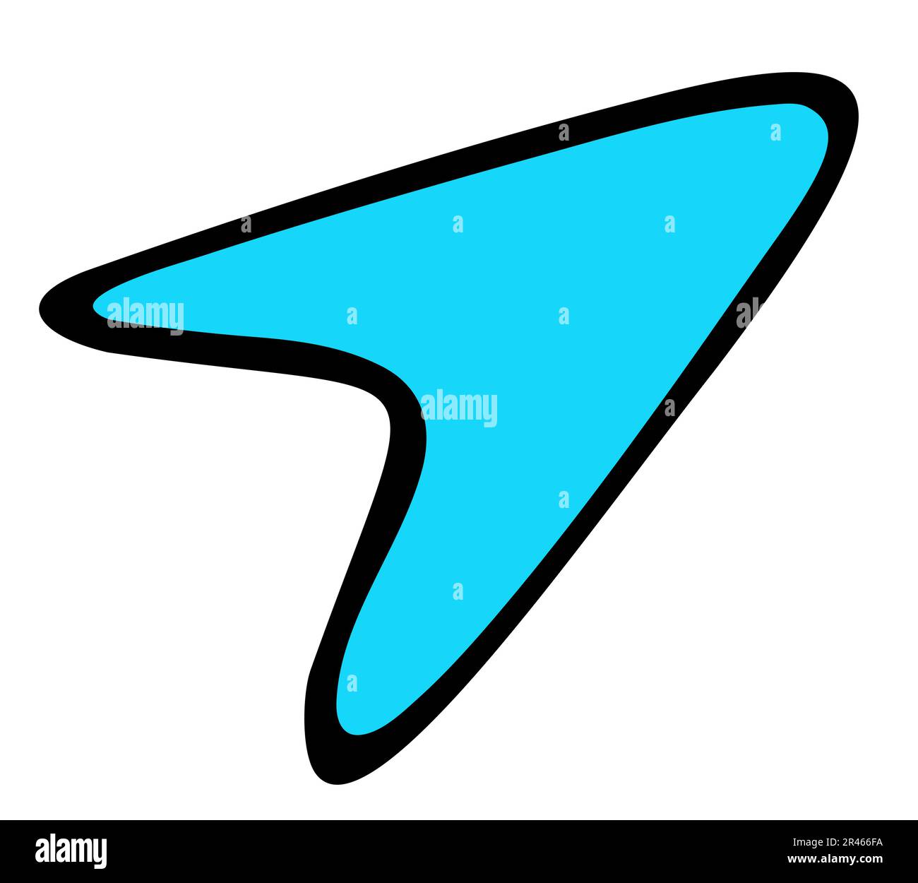 Flèche bleue simple direction symbole contour noir Illustration de Vecteur