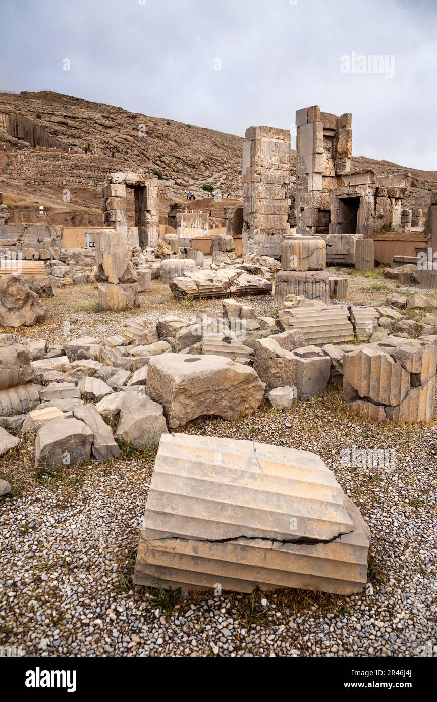 Une vue panoramique sur les ruines antiques de Persepolis, Iran. Banque D'Images