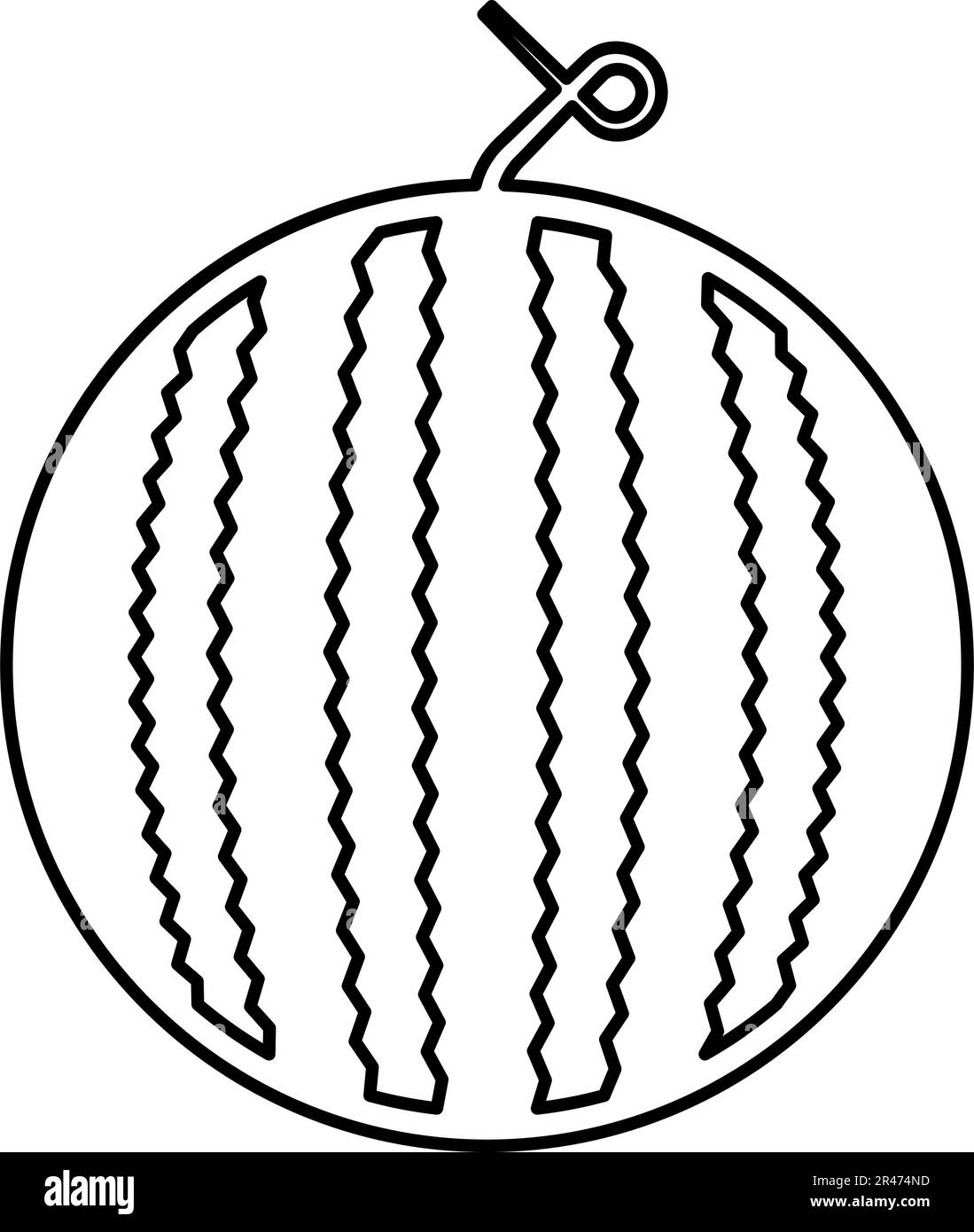 Pastèque mûre fruits fruits été nourriture dessert contour ligne icône noir couleur vecteur illustration image mince plat style simple Illustration de Vecteur
