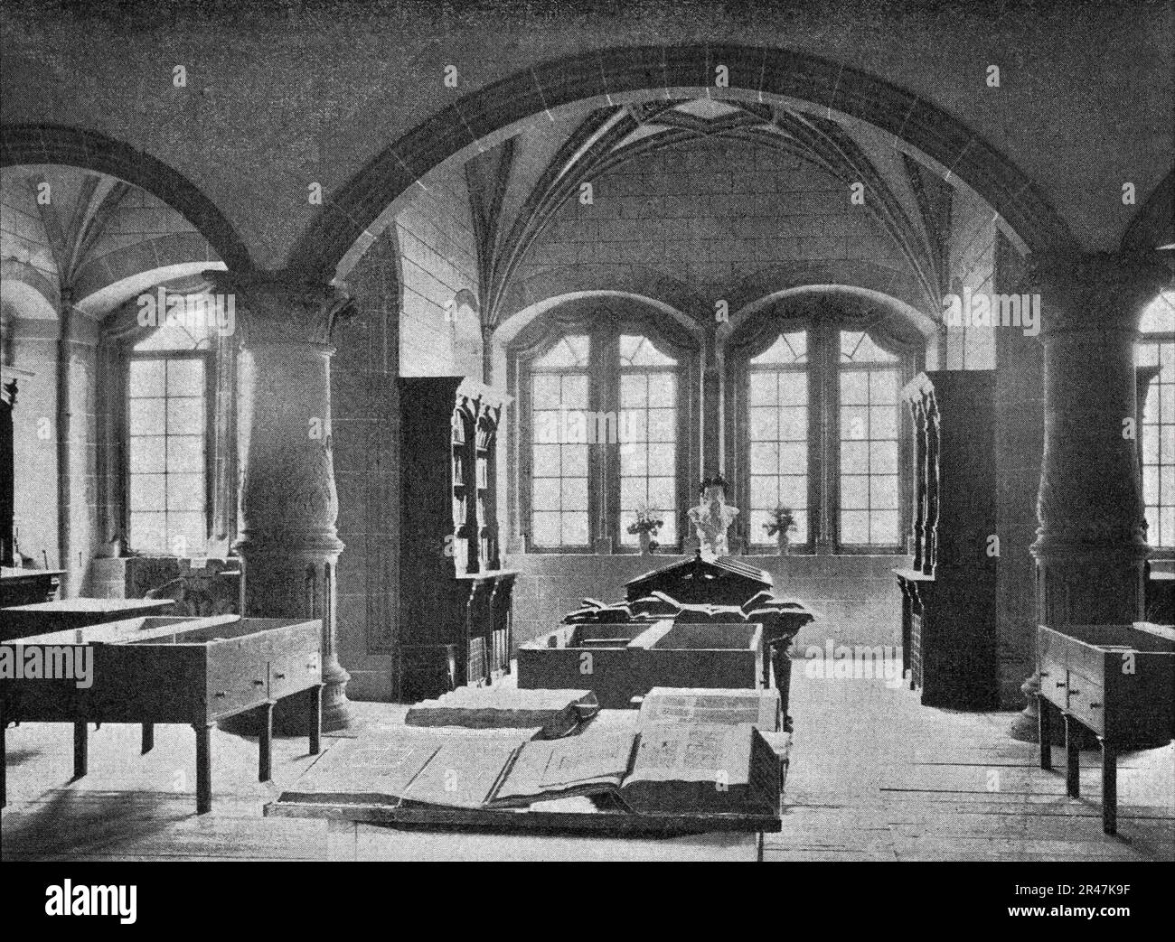 Universitätbibliothek im Rittersaal (L. Lange 1900 TüBl03-21) Banque D'Images