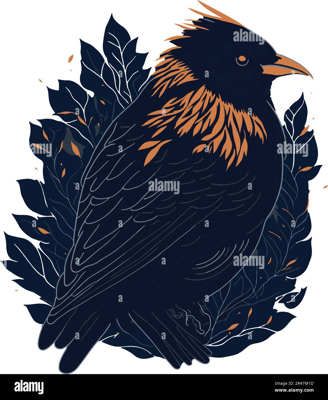 Le fichier vectoriel d'illustration d'oiseau sur feuille présente une représentation artistique et magnifique d'un oiseau perché sur une feuille. Illustration de Vecteur