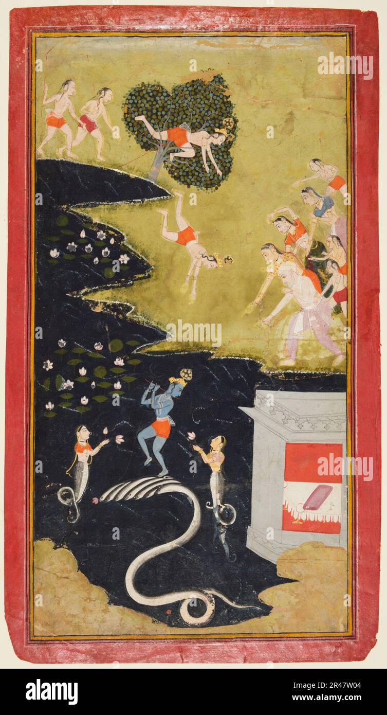 Artiste inconnu - page d'un Bhagavata Purana, Krishna cls le démon Snake, Kaliya - 2018,141 Banque D'Images