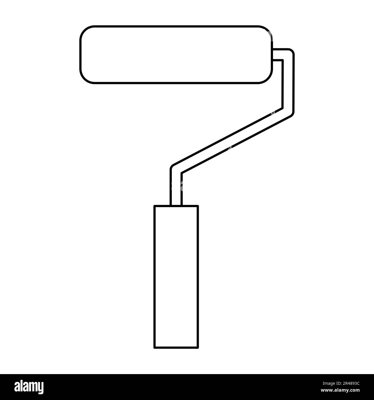 Icône de rouleau de peinture, symbole d'outil, dessin vectoriel plat style doodle pour livre de coloriage pour enfants Illustration de Vecteur