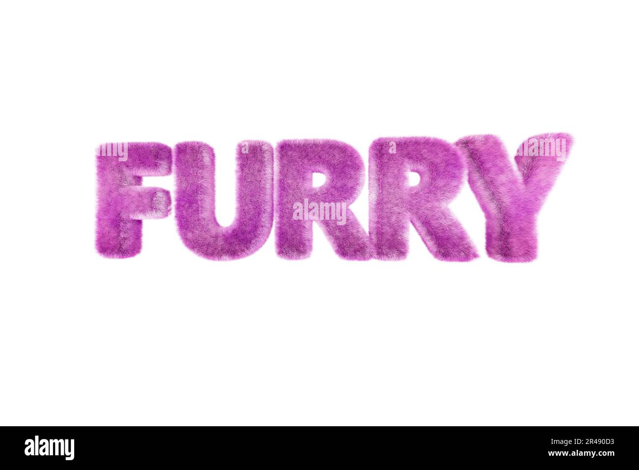 Le mot Furry très furry écrit en 3D sur fond blanc Banque D'Images