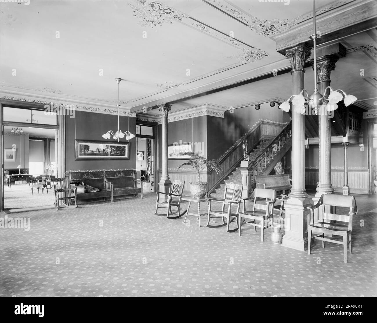 Alma Sanitarium, salle de réception, Alma, Michigan, entre 1900 et 1910. Banque D'Images