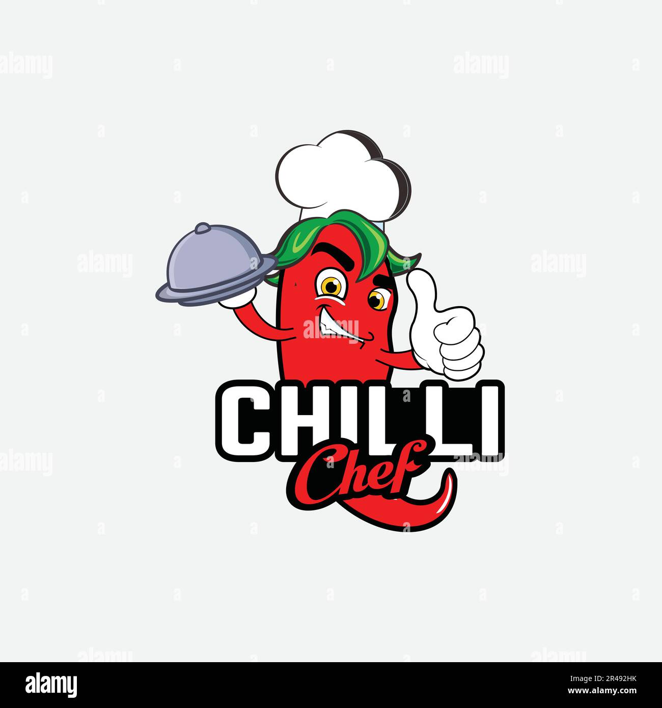 Logo Chili Chef, dessin animé mascotte, design moderne et professionnel Illustration de Vecteur