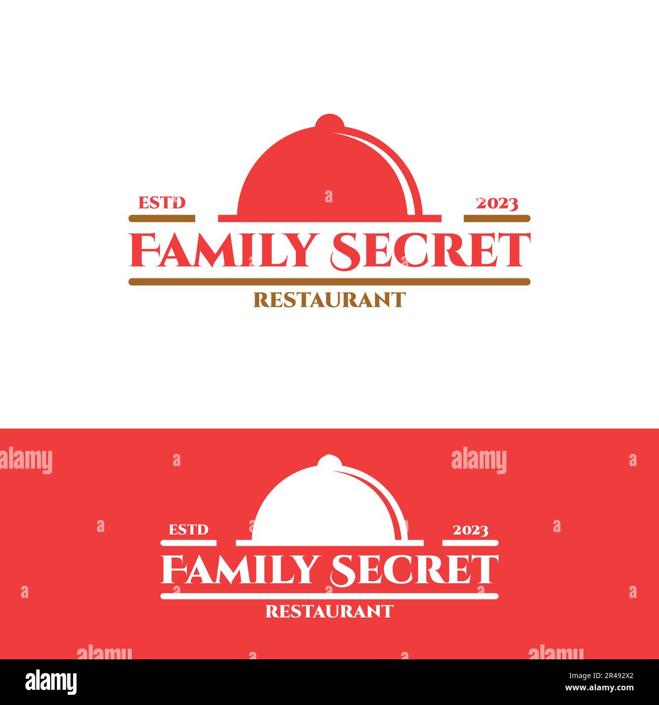 le logo de la cuisine du restaurant secret familial est minimaliste et le logo de l'entreprise est conçu Illustration de Vecteur