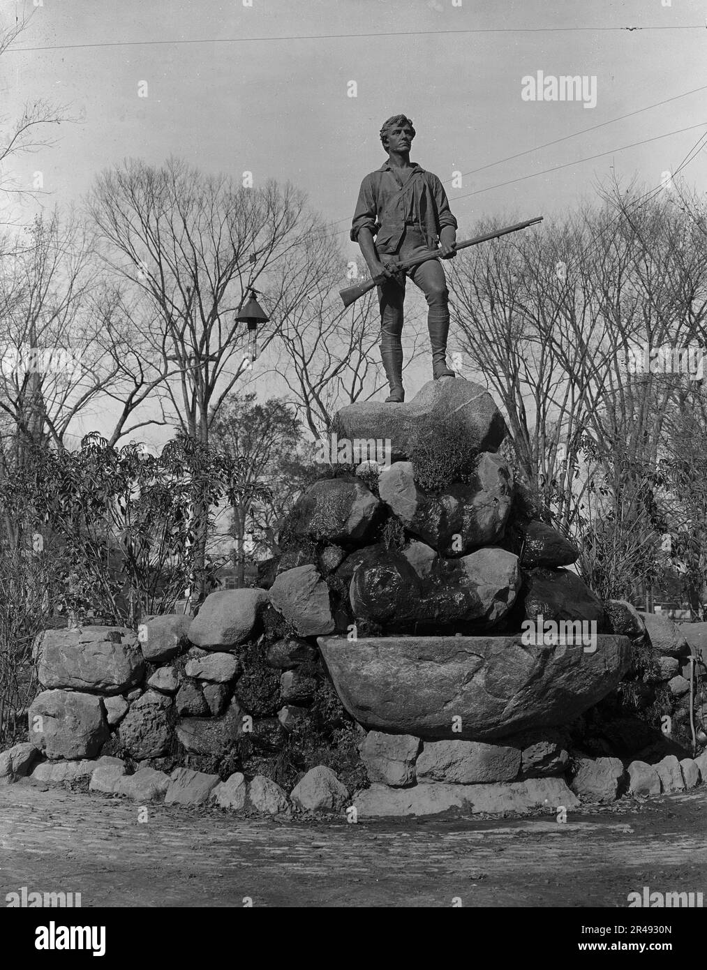 Statue du capitaine Parker, Lexington, Massachusetts, c1902. Banque D'Images