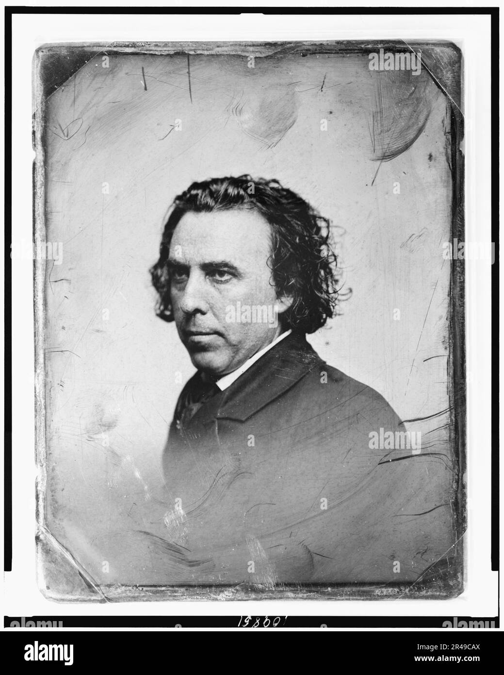 Homme non identifié, âgé d'environ 35 ans, portrait tête-et-épaules, trois quarts à gauche, entre 1844 et 1860. Banque D'Images
