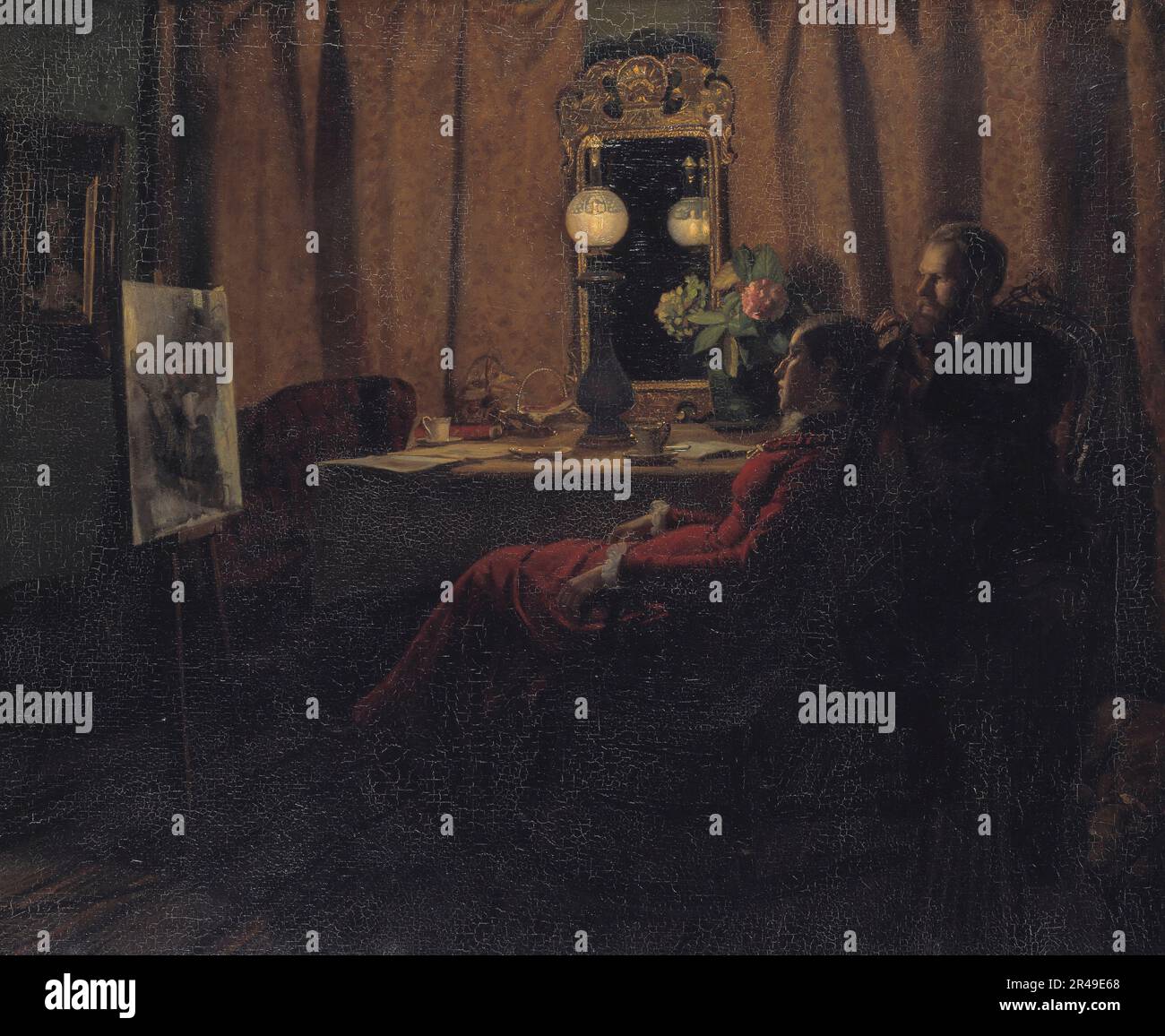 Évaluer le travail de la journée, 1883. Les peintres époux et épouse Anna et Michael Ancher. Banque D'Images