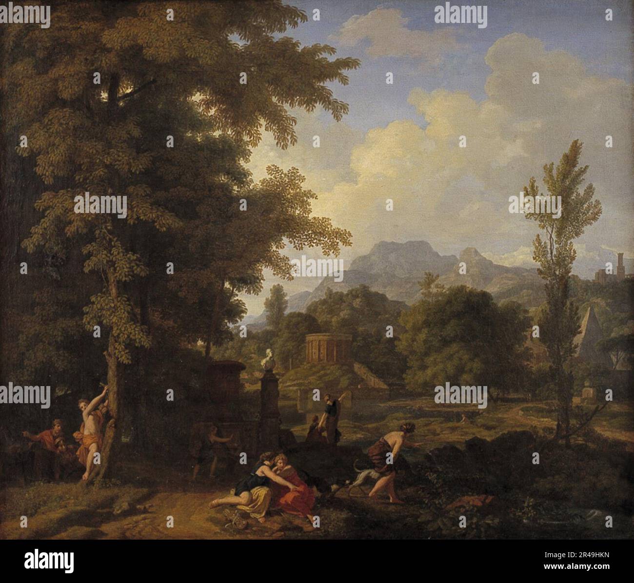 Paysage classique avec Diana (?) Et ses nymphes, 1683-1686. Banque D'Images