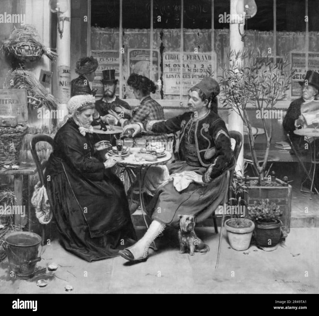 A l'extérieur d'une brasserie à Paris, 1881. Banque D'Images
