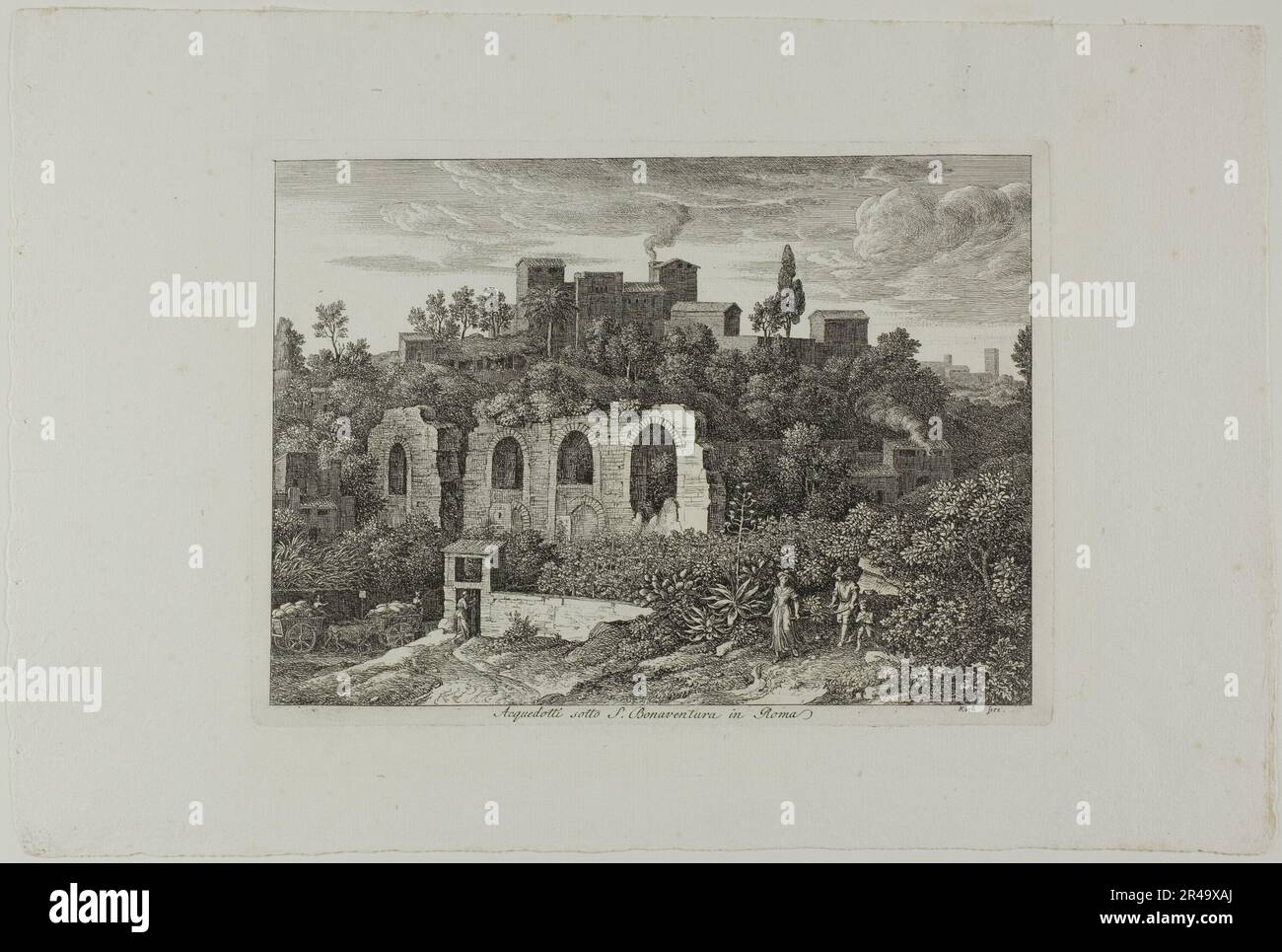 Aqueduc sous le monastère de Saint Bonaventura à Rome, plaque dix de Die R&#xf6;mische Ansichten, 1810. Banque D'Images