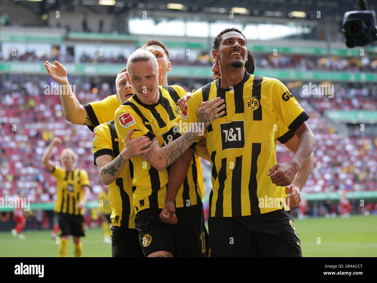 Sébastien Haller #9 von Borussia Dortmund , Torschütze zum 2:0 Jubel FC Augsburg contre Borussia Dortmund Fussball Bundesliga saison 2022/2023 33. Spieltag WWK Arena 21.05.2023 © diebilderwelt / Alamy stock Banque D'Images