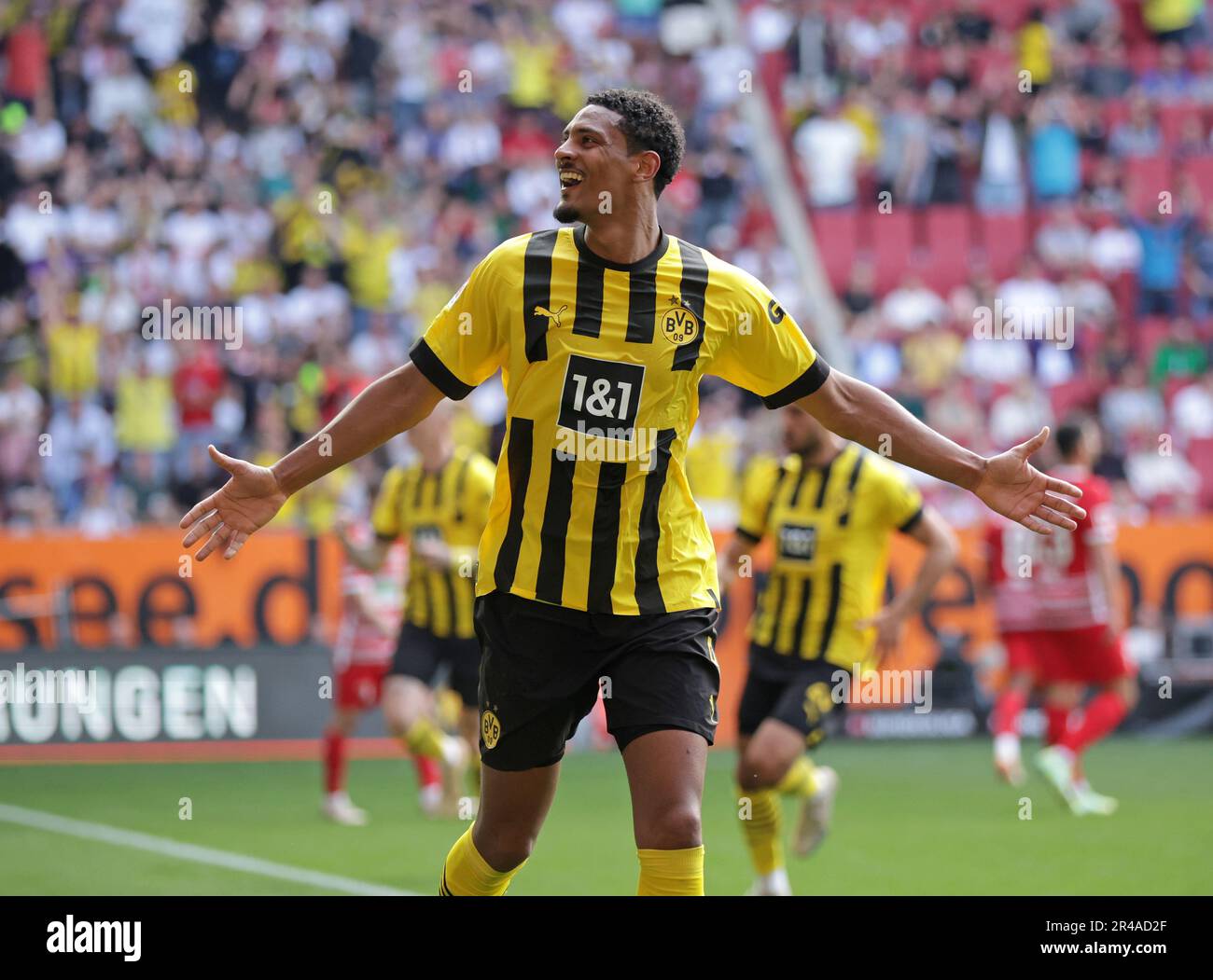 Sébastien Haller #9 von Borussia Dortmund , Torschütze zum 2:0 Jubel FC Augsburg contre Borussia Dortmund Fussball Bundesliga saison 2022/2023 33. Spieltag WWK Arena 21.05.2023 © diebilderwelt / Alamy stock Banque D'Images