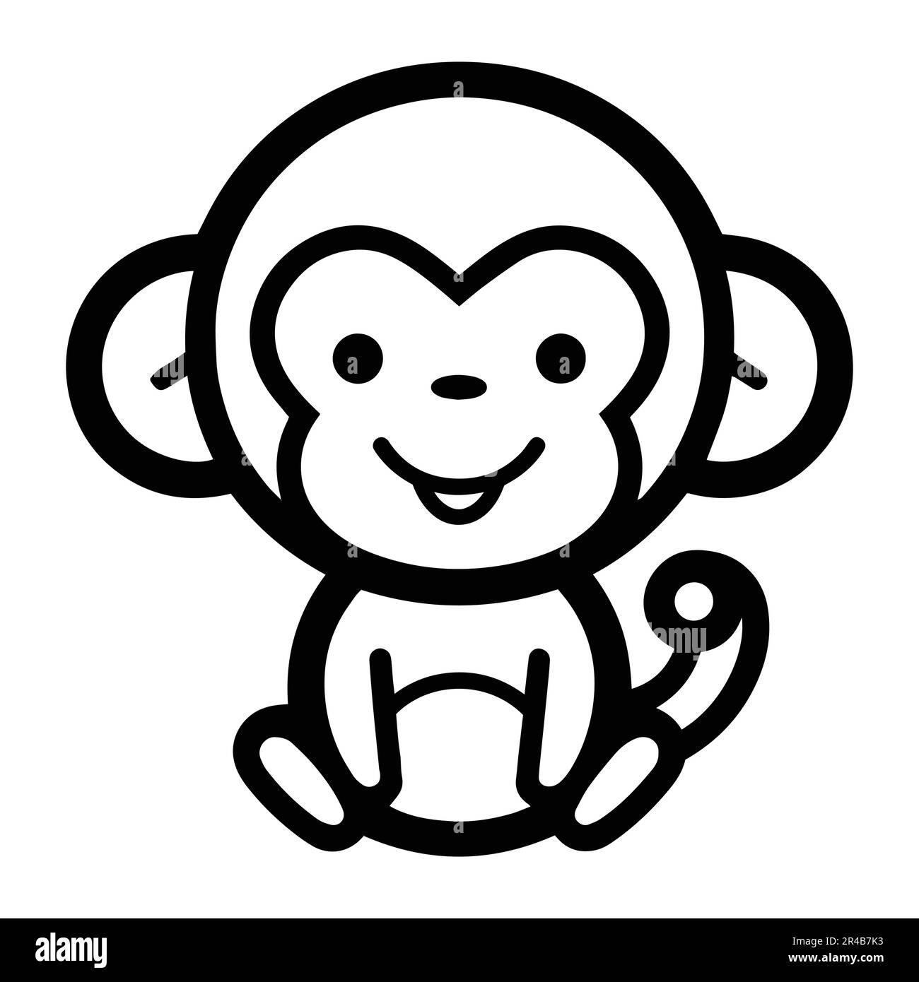 Mignon singe dessiné à la main dans le style Doodle isolé sur l'arrière-plan Illustration de Vecteur