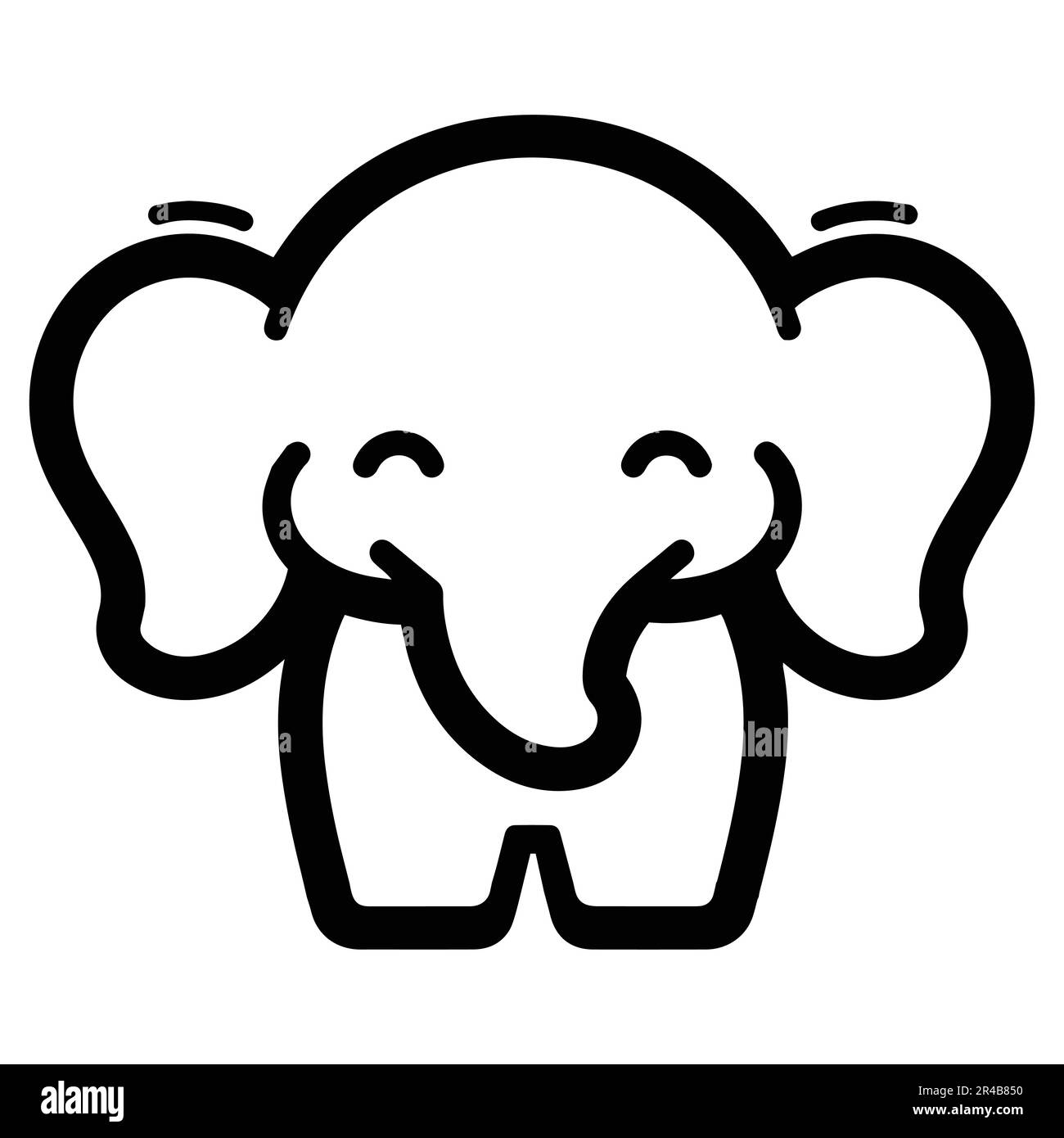 Un joli éléphant dessiné à la main dans un style doodle isolé sur l'arrière-plan Illustration de Vecteur