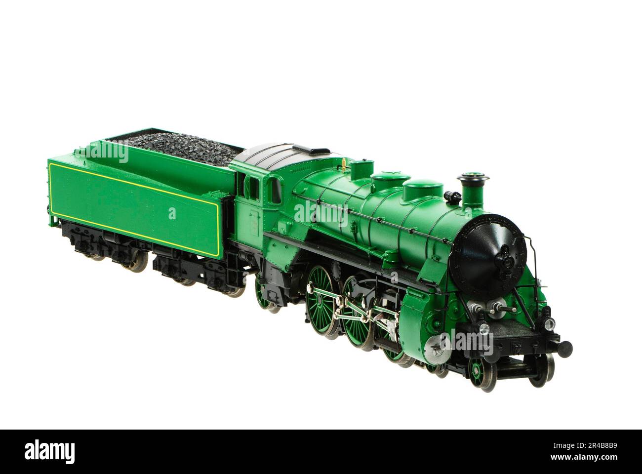 Locomotive à vapeur à jouets isolée avec remorque à charbon Banque D'Images