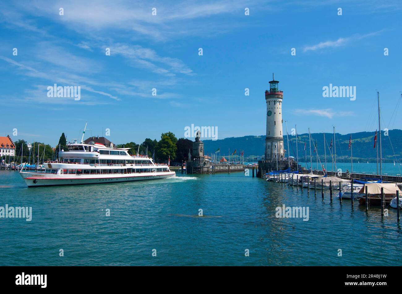 Entrée au port, Lindau, Lac de Constance, Bavière, Allemagne Banque D'Images